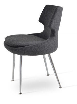 Soho Concept Patara Metal Dining Chair With Chrome Base & Camira Era Fabric – 10-year Guarantee, Modern Design Chrome,Dark Grey  Soho-concept-dining-chair-05105