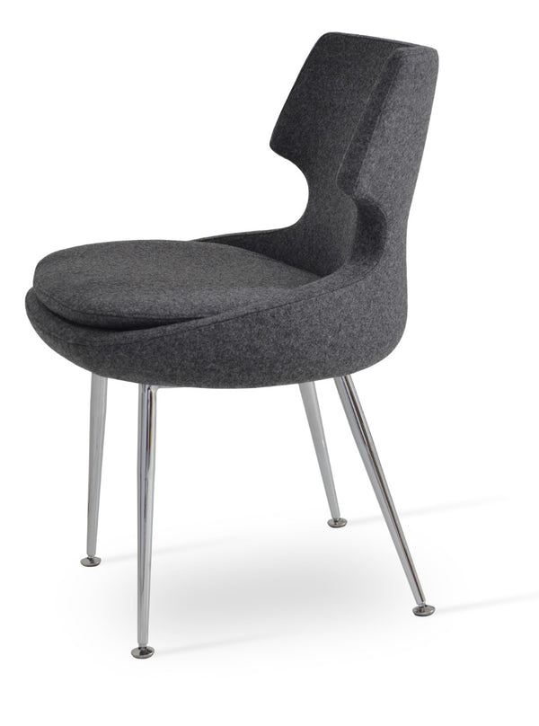 Soho Concept Patara Metal Dining Chair With Chrome Base & Camira Era Fabric – 10-year Guarantee, Modern Design Chrome,Dark Grey  Soho-concept-dining-chair-05105