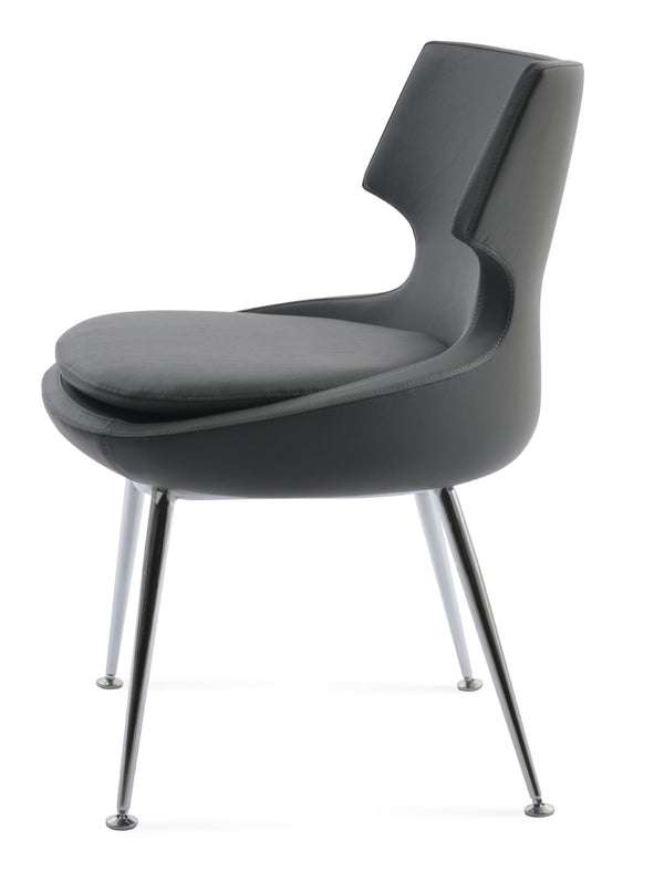 Soho Concept Patara Metal Dining Chair - Stylish Chrome Base, Soft Fire-retardant Leatherette, 2-year Guarantee Chrome,Grey  Soho-concept-dining-chair-05106