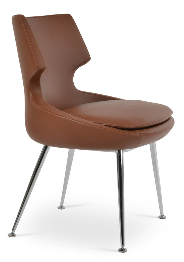 Soho Concept Patara Metal Dining Chair - Stylish Chrome Base, Soft Fire-retardant Leatherette, 2-year Guarantee Chrome  Soho-concept-dining-chair-05107