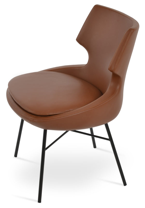 Soho Concept Patara Cross Dining Chair - Stylish Black Steel Base With Boucle, Velvet & Nubuck Options - 10 Year Guarantee Black  Soho-concept-dining-chair-05114