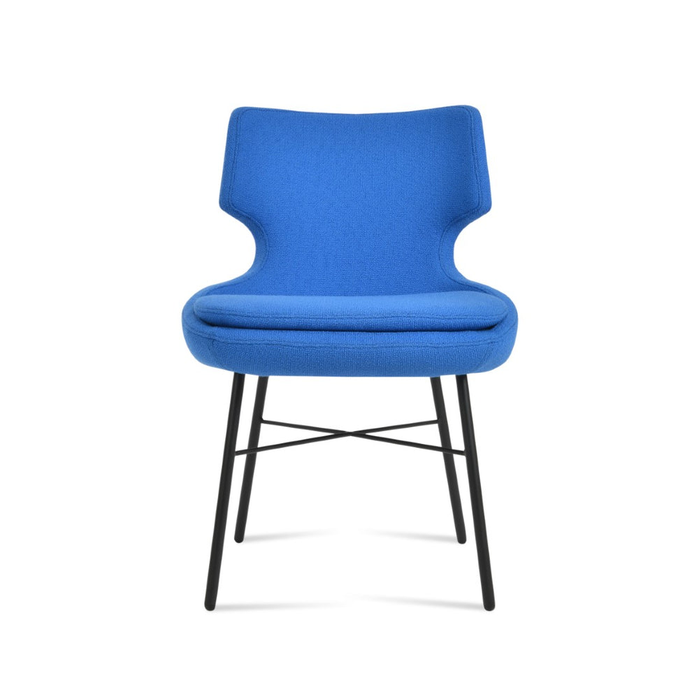 Soho Concept Patara Cross Dining Chair - Stylish Steel Base, 10-year Guarantee, Premium Camira Boucle & Leather Options Black,Blue  Soho-concept-dining-chair-05113