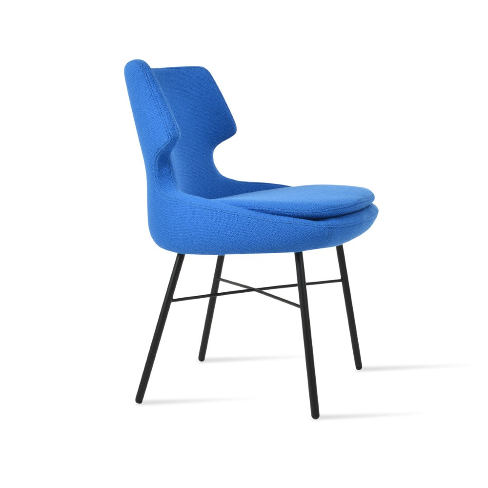 Soho Concept Patara Cross Dining Chair - Stylish Steel Base, 10-year Guarantee, Premium Camira Boucle & Leather Options Black,Blue  Soho-concept-dining-chair-05113