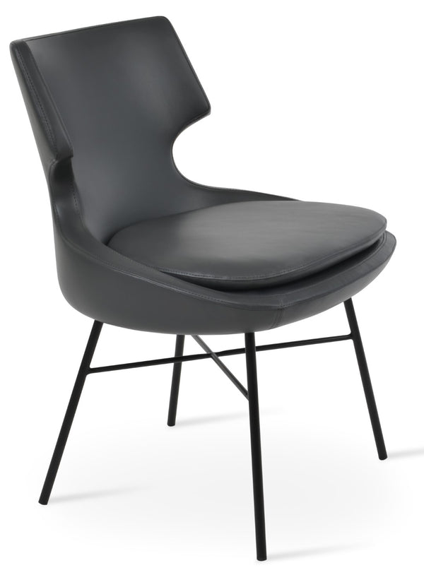 Soho Concept Patara Cross Dining Chair - Stylish Soft Black Leatherette, Sturdy Steel Base & 2-year Guarantee Black,Grey  Soho-concept-dining-chair-05120