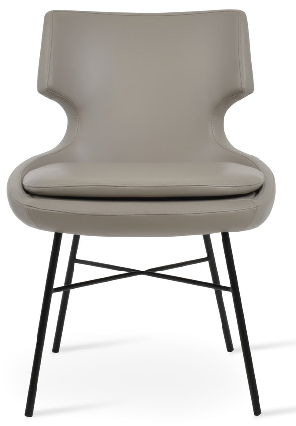 Soho Concept Patara Cross Dining Chair - Stylish Soft Black Leatherette, Sturdy Steel Base & 2-year Guarantee Black,Light Grey  Soho-concept-dining-chair-05118