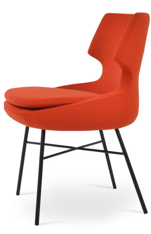 Soho Concept Patara Cross Dining Chair - Durable Black Steel Base, Camira Blazer Wool, 10-year Guarantee, Stylish Comfort Black,Orange  Soho-concept-dining-chair-05115