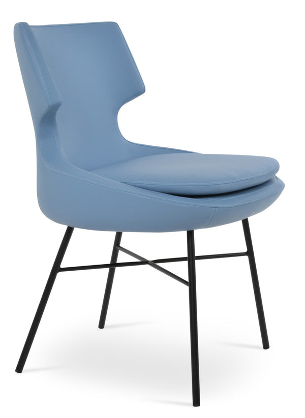 Soho Concept Patara Cross Dining Chair - Stylish Soft Black Leatherette, Sturdy Steel Base & 2-year Guarantee Black,Blue  Soho-concept-dining-chair-05126