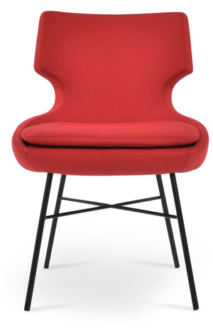 Soho Concept Patara Cross Dining Chair - Durable Black Steel Base, Camira Blazer Wool, 10-year Guarantee, Stylish Comfort Black,Red  Soho-concept-dining-chair-05116