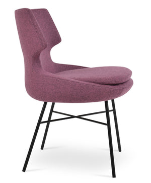 Soho Concept Patara Cross Dining Chair - Durable Black Steel Base, Camira Blazer Wool, 10-year Guarantee, Stylish Comfort Black  Soho-concept-dining-chair-05121