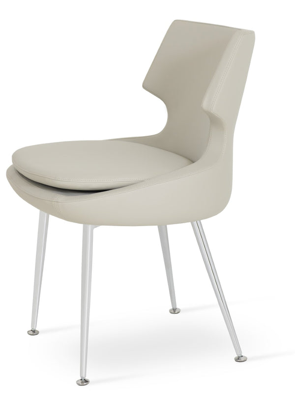 Soho Concept Patara Metal Dining Chair - Stylish Chrome Base, Soft Fire-retardant Leatherette, 2-year Guarantee Chrome,Light Grey  Soho-concept-dining-chair-05175