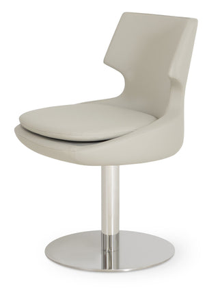 Soho Concept Patara Round Swivel Chair - Elegant Leatherette Dining Chair With Polished Steel Base, 2-year Warranty Light Grey  Soho-concept-dining-chair-05178