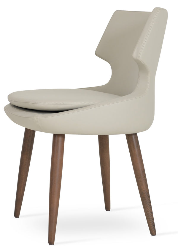 Soho Concept Patara Wood Dining Chair - Elegant Walnut Finish With Gold Accent, Soft Leatherette, 2-year Guarantee Walnut,Light Grey  Soho-concept-dining-chair-05183
