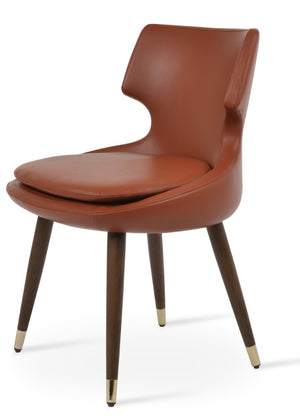 Soho Concept Patara Wood Dining Chair - Elegant Walnut Finish With Gold Accent, Soft Leatherette, 2-year Guarantee Walnut,Gold  Soho-concept-dining-chair-05133