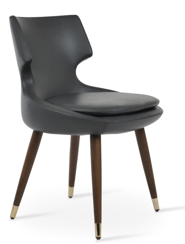 Soho Concept Patara Wood Dining Chair - Elegant Walnut Finish With Gold Accent, Soft Leatherette, 2-year Guarantee Walnut,Gold,Grey  Soho-concept-dining-chair-05134