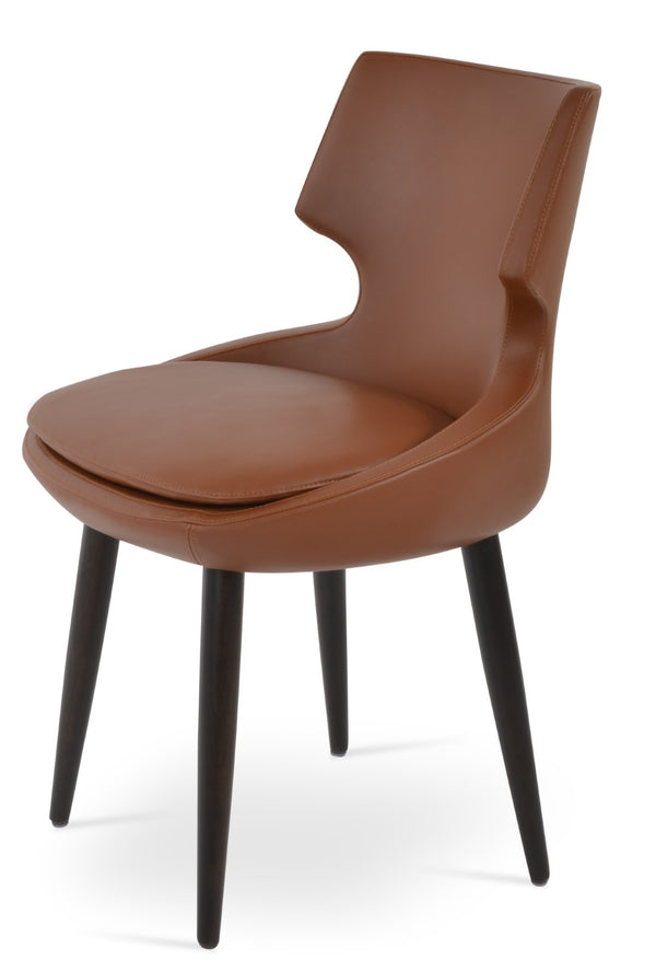 Soho Concept Patara Wood Dining Chair - Elegant Walnut Finish With Gold Accent, Soft Leatherette, 2-year Guarantee Walnut  Soho-concept-dining-chair-05143