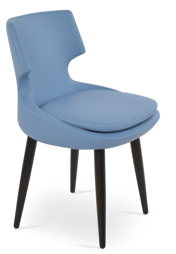 Soho Concept Patara Wood Dining Chair - Elegant Walnut Finish With Gold Accent, Soft Leatherette, 2-year Guarantee Walnut,Blue  Soho-concept-dining-chair-05139
