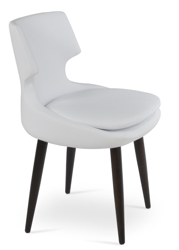 Soho Concept Patara Wood Dining Chair - Elegant Walnut Finish With Gold Accent, Soft Leatherette, 2-year Guarantee Walnut,White  Soho-concept-dining-chair-05136