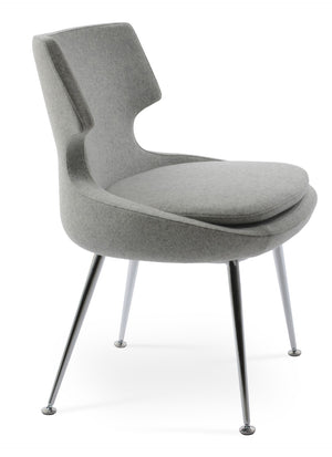 Soho Concept Patara Metal Dining Chair In Camira Blazer Wool - Stylish Chrome Base, 10-year Guarantee, 300 Lb Capacity Chrome,Silver  Soho-concept-dining-chair-05154