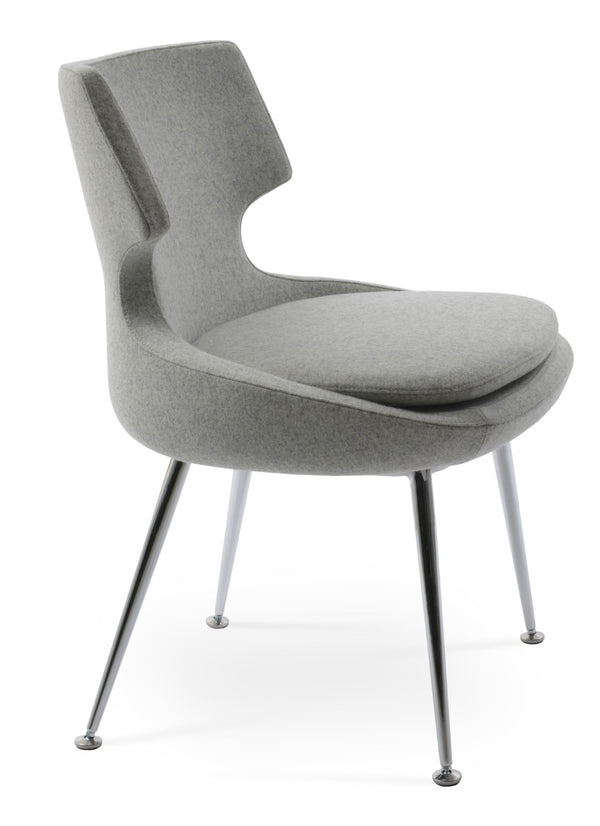 Soho Concept Patara Metal Dining Chair In Camira Blazer Wool - Stylish Chrome Base, 10-year Guarantee, 300 Lb Capacity Chrome,Silver  Soho-concept-dining-chair-05154