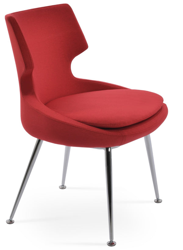 Soho Concept Patara Metal Dining Chair - Elegant Chrome Base, Luxurious Upholstery Options, 10-year Guarantee! Chrome,Red  Soho-concept-dining-chair-05156