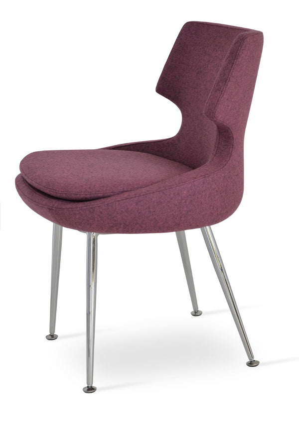 Soho Concept Patara Metal Dining Chair In Camira Blazer Wool - Stylish Chrome Base, 10-year Guarantee, 300 Lb Capacity Chrome  Soho-concept-dining-chair-05151