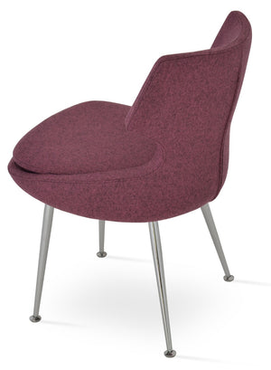 Soho Concept Patara Metal Dining Chair In Camira Blazer Wool - Stylish Chrome Base, 10-year Guarantee, 300 Lb Capacity Chrome  Soho-concept-dining-chair-05146