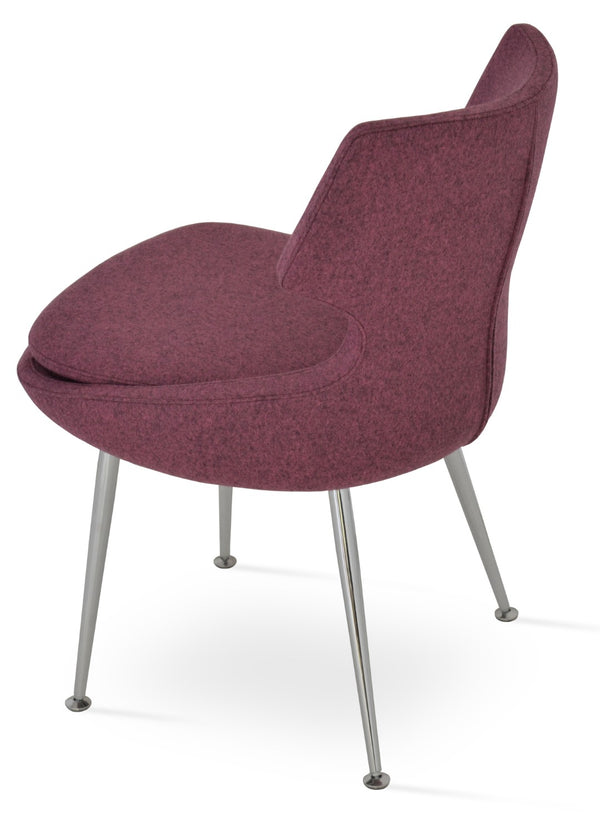 Soho Concept Patara Metal Dining Chair In Camira Blazer Wool - Stylish Chrome Base, 10-year Guarantee, 300 Lb Capacity Chrome  Soho-concept-dining-chair-05146