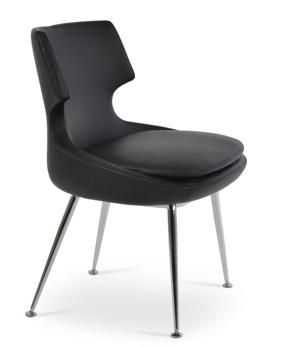 Soho Concept Patara Metal Dining Chair - Stylish Chrome Base, Soft Fire-retardant Leatherette, 2-year Guarantee Chrome,Black  Soho-concept-dining-chair-05147