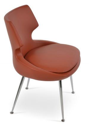 Soho Concept Patara Metal Dining Chair - Stylish Chrome Base, Soft Fire-retardant Leatherette, 2-year Guarantee Chrome  Soho-concept-dining-chair-05148