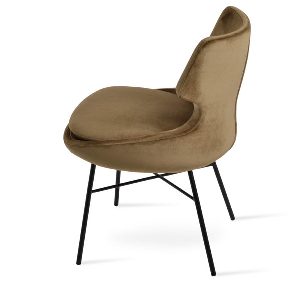 Soho Concept Patara Cross Dining Chair - Stylish Black Steel Base With Boucle, Velvet & Nubuck Options - 10 Year Guarantee Black  Soho-concept-dining-chair-05130