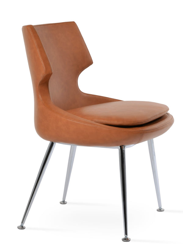 Soho Concept Patara Metal Dining Chair - Stylish Chrome Base, Soft Fire-retardant Leatherette, 2-year Guarantee Chrome  Soho-concept-dining-chair-05184