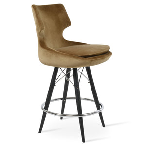 Soho Concept Patara Stylish Barstools & Counterstools - Premium Fabrics, Memory Swivel, 10-year Guarantee, Walnut Black  Soho-concept-dining-chair-09152