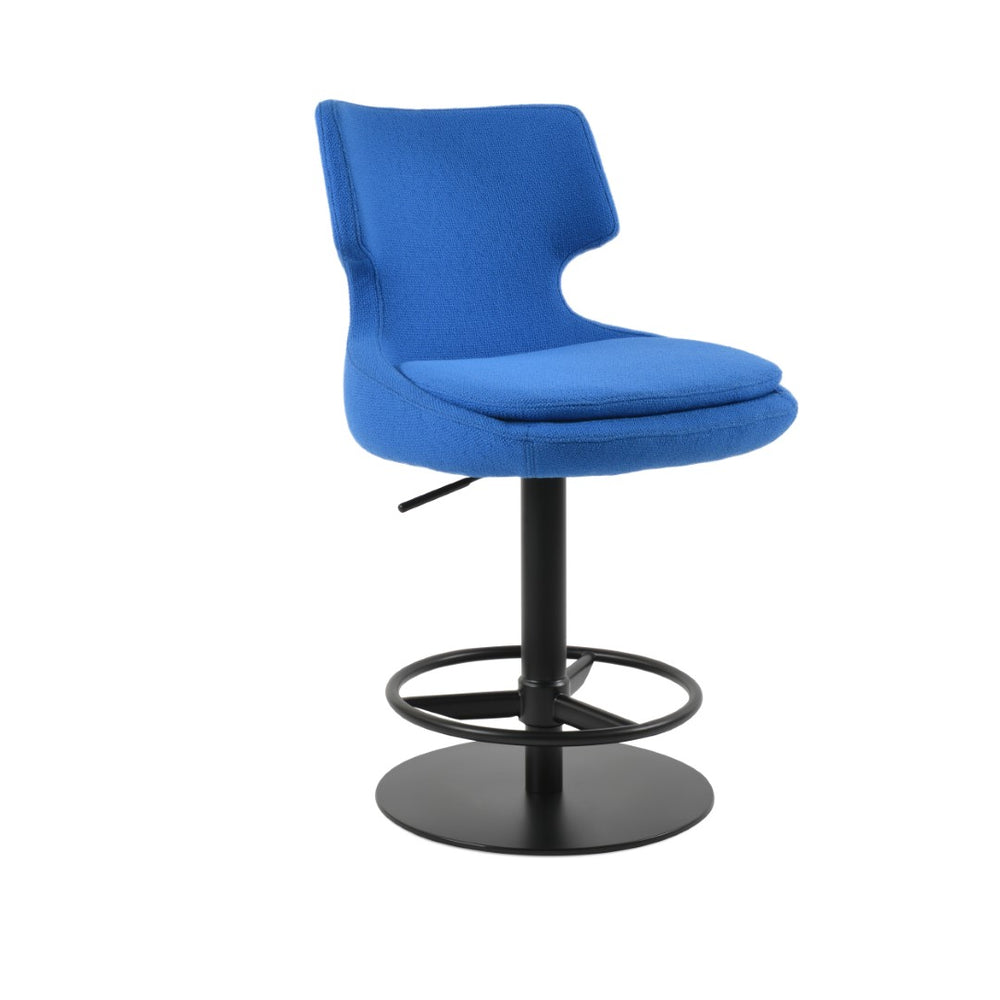 Soho Concept Patara Adjustable Piston Barstools & Counterstools - Camira Boucle Fabric, Leather, 10-year Warranty Black,Blue  Soho-concept-dining-chair-09154