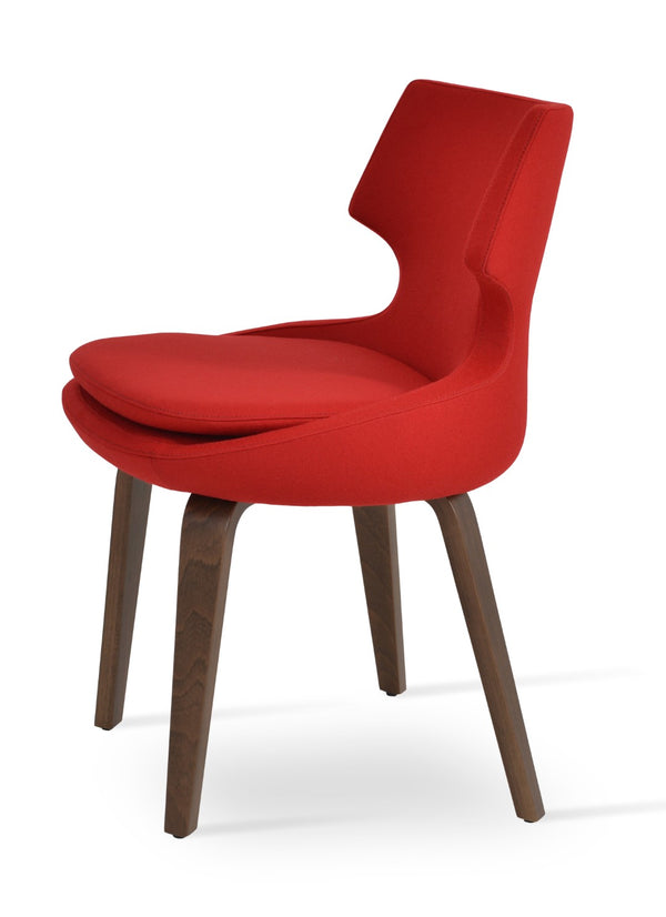 Soho Concept Patara Plywood Dining Chair In Camira Era Fabric – 10-year Guarantee, Stylish Comfort, Walnut Finish Walnut,Red  Soho-concept-dining-chair-05221