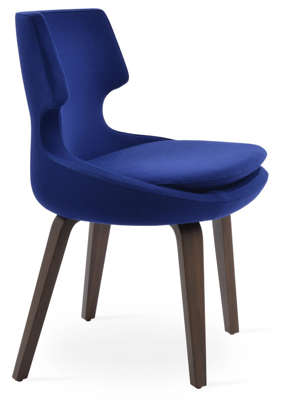 Soho Concept Patara Plywood Dining Chair With Premium Camira Wool Fabric & 10-year Guarantee – Stylish Comfort! Walnut,Blue  Soho-concept-dining-chair-05211