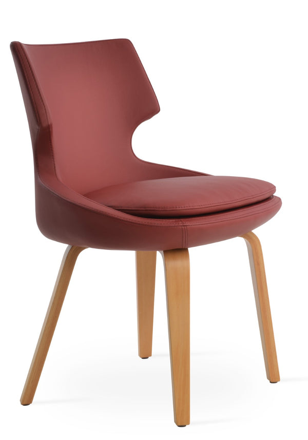 Soho Concept Patara Plywood Dining Chair With Memory Swivel, Soft Leatherette Upholstery & 2-year Guarantee Natural,Red  Soho-concept-dining-chair-05195