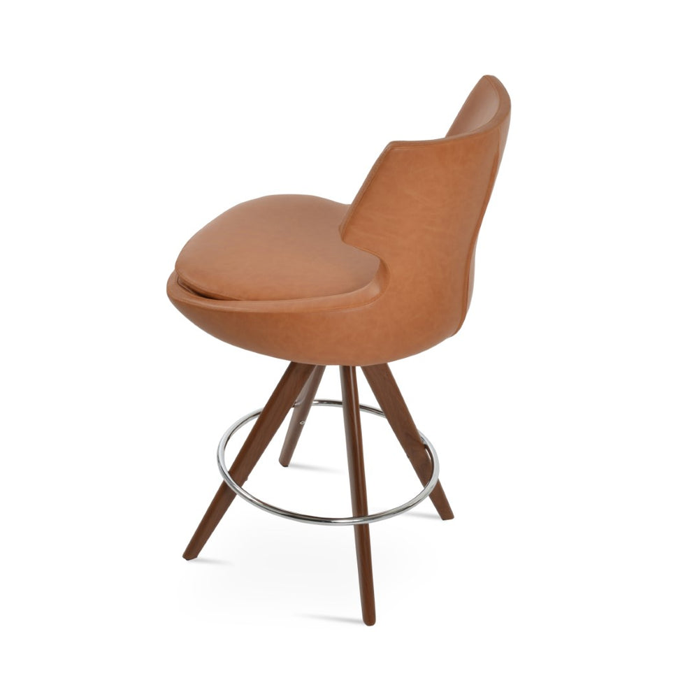 Soho Concept Patara Swivel Barstools & Counterstools - Soft Leatherette, Solid Wood Base, 2-year Guarantee! Walnut  Soho-concept-dining-chair-06988
