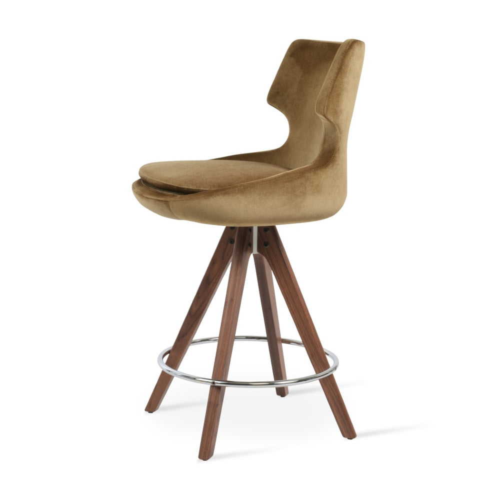 Soho Concept Patara Pyramid Barstools & Counterstools - Stylish Swivel Design, Durable Fabrics, 10-year Warranty Walnut  Soho-concept-dining-chair-09156