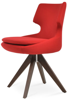 Soho Concept Patara Pyramid Swivel Dining Chair In Premium Camira Wool – 10-year Guarantee, Stylish & Durable Walnut,Red  Soho-concept-dining-chair-05224