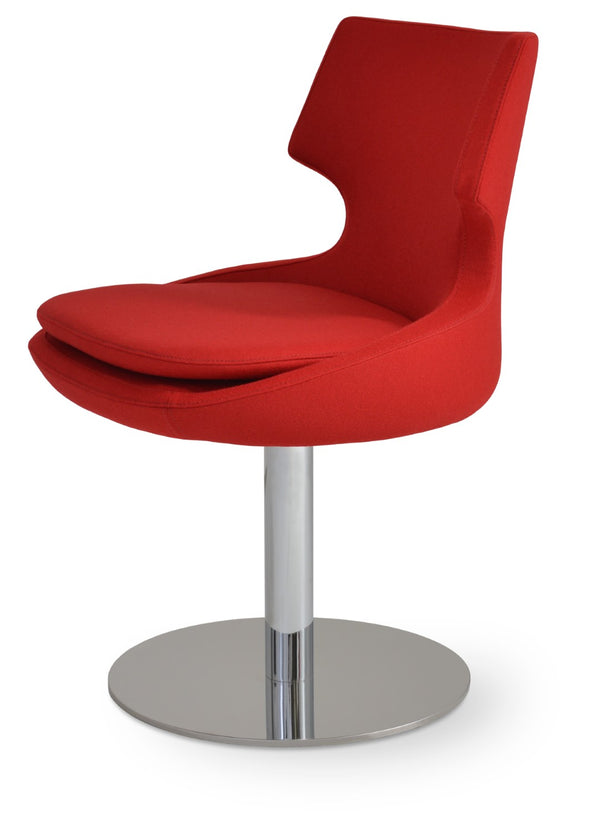 Soho Concept Patara Round Swivel Chair In Camira Blazer Wool - Durable, Stylish, 10-year Guarantee, Made In Turkiye Red  Soho-concept-dining-chair-05243