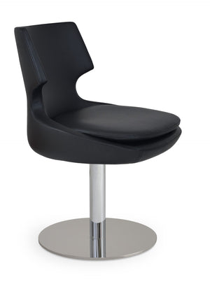 Soho Concept Patara Round Swivel Chair - Elegant Leatherette Dining Chair With Polished Steel Base, 2-year Warranty Black  Soho-concept-dining-chair-05244