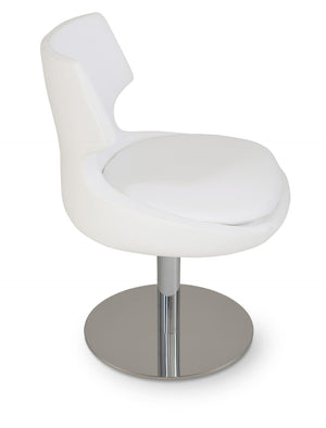 Soho Concept Patara Round Swivel Chair - Elegant Leatherette Dining Chair With Polished Steel Base, 2-year Warranty White  Soho-concept-dining-chair-05245