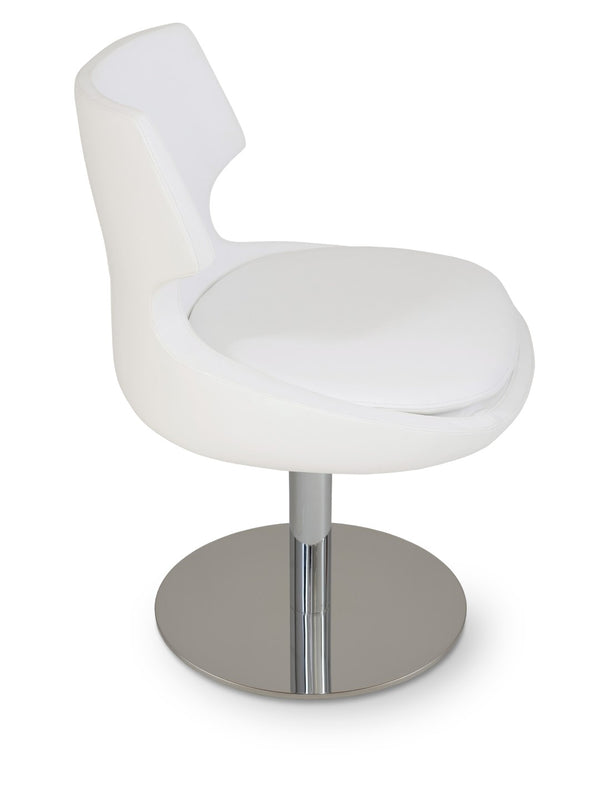 Soho Concept Patara Round Swivel Chair - Elegant Leatherette Dining Chair With Polished Steel Base, 2-year Warranty White  Soho-concept-dining-chair-05245