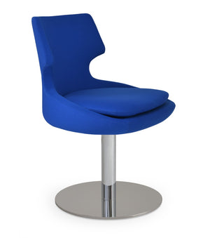 Soho Concept Patara Round Swivel Chair - Stylish Dining Seat In Boucle, Velvet, Nubuck, Or Camira Era Fabrics! Blue  Soho-concept-dining-chair-05246