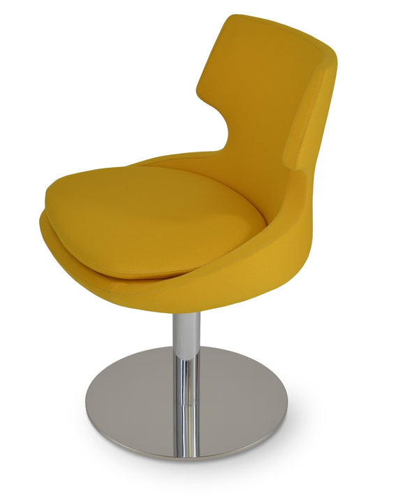 Soho Concept Patara Round Swivel Chair - Stylish Dining Seat In Boucle, Velvet, Nubuck, Or Camira Era Fabrics! Yellow  Soho-concept-dining-chair-05247