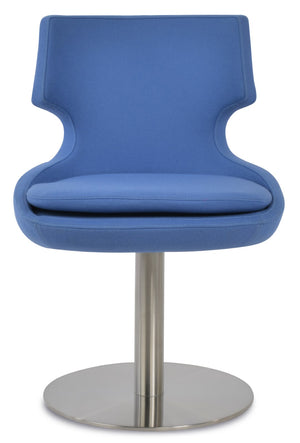 Soho Concept Patara Round Swivel Chair In Camira Blazer Wool - Durable, Stylish, 10-year Guarantee, Made In Turkiye Polished Steel,Skyblue  Soho-concept-dining-chair-05240