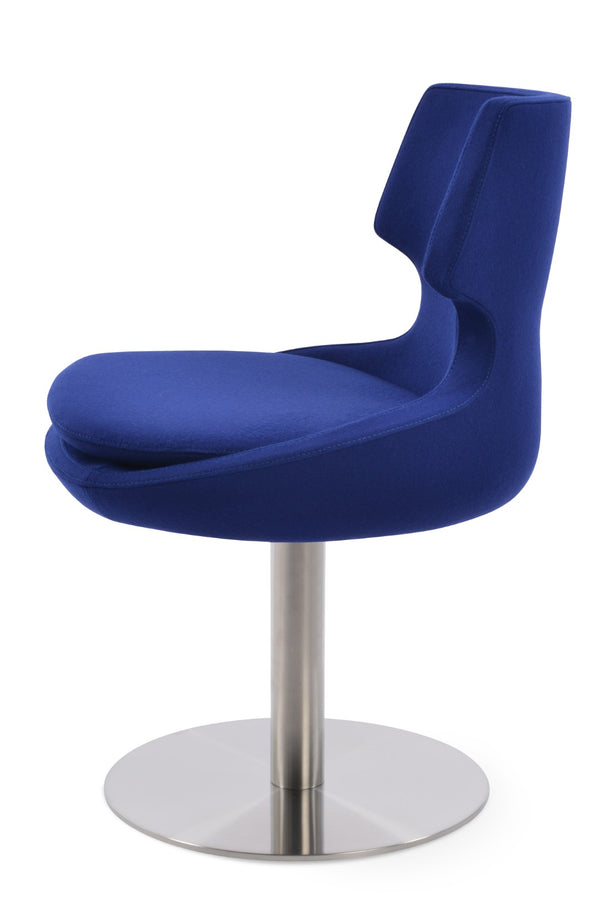 Soho Concept Patara Round Swivel Chair In Camira Blazer Wool - Durable, Stylish, 10-year Guarantee, Made In Turkiye Blue  Soho-concept-dining-chair-05250