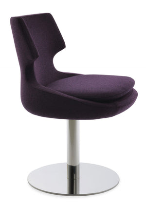Soho Concept Patara Round Swivel Chair In Camira Blazer Wool - Durable, Stylish, 10-year Guarantee, Made In Turkiye Polished Steel,Deep Maroon  Soho-concept-dining-chair-05258