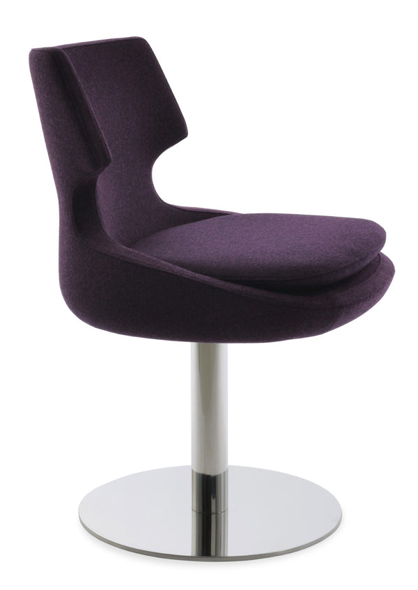 Soho Concept Patara Round Swivel Chair In Camira Blazer Wool - Durable, Stylish, 10-year Guarantee, Made In Turkiye Polished Steel,Deep Maroon  Soho-concept-dining-chair-05258