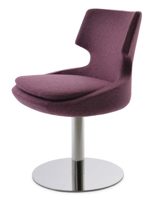 Soho Concept Patara Round Swivel Chair In Camira Blazer Wool - Durable, Stylish, 10-year Guarantee, Made In Turkiye Polished Steel,Dusty Rose  Soho-concept-dining-chair-05259